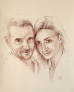 Dvojportrét kreslený roku 2018 podle fotografie. Formát 60x40cm